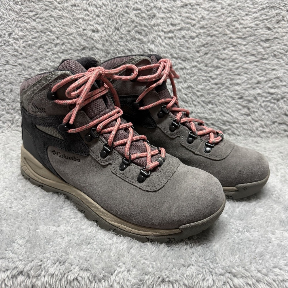 Columbia Newton Ridge Plus Waterproof Amped Hiking Boots Womens 10 Gray Pink